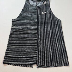 Nike Wmns Black & White Striped Tank Top Size XS Breathable High Neck (bin S112)